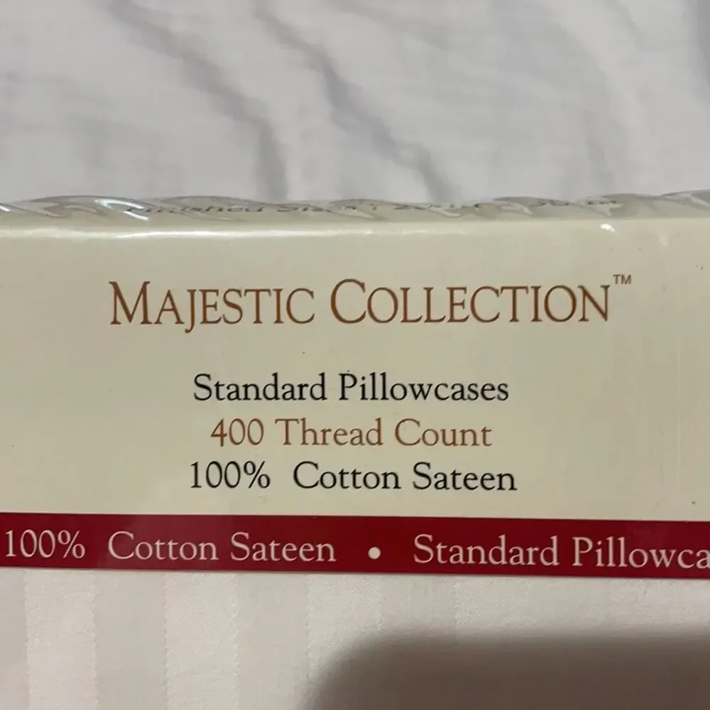 Majestic collection ivory sateen cotton stripe on stripe nwt standard size
